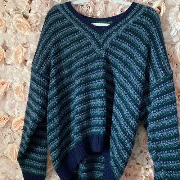Vintage Blue and Green Sweater - Picture 1 of 4